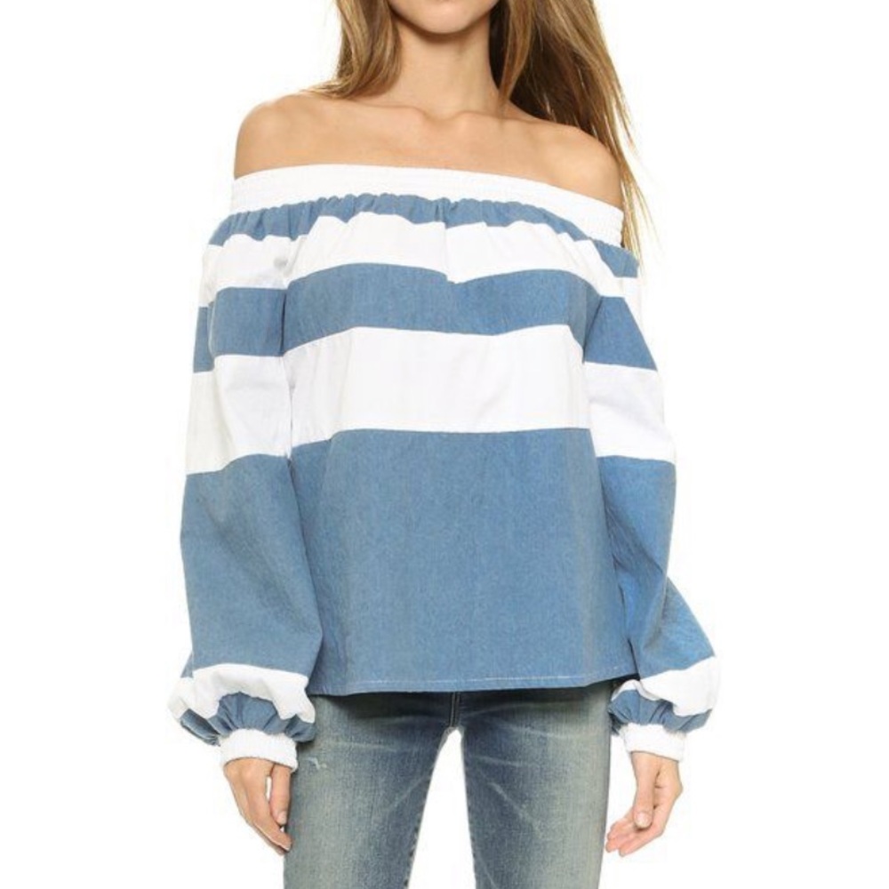 MLM, Afar, off the shoulder striped shirt